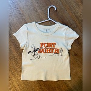 Brandy Melville Cream Crop Top with Orange Graphic